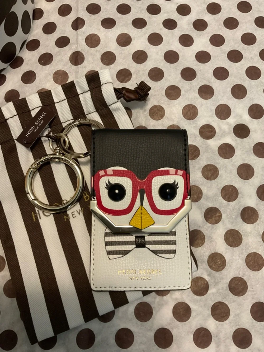 NWT Henri Bendel Quinn Card Case Holder Key Chain Purse Charm w Dust Bag